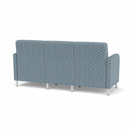 Lesro Siena Lounge Reception 3 Seat Tandem Seating No Center Arms, Brushed Steel, RS Rain Song Upholstery SN3101